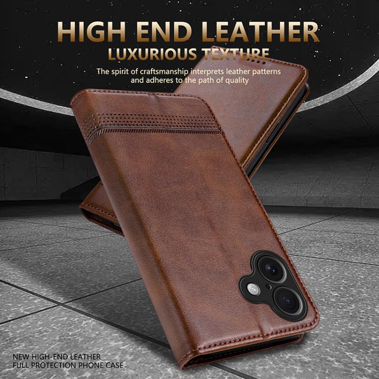 For iPhone 17 AZNS Magnetic Calf Texture Flip Leather Phone Case(Dark Brown) - iPhone 17 Cases by AZNS | Online Shopping UK | buy2fix