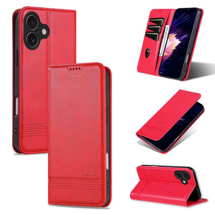 For iPhone 17 AZNS Magnetic Calf Texture Flip Leather Phone Case(Red) - iPhone 17 Cases by AZNS | Online Shopping UK | buy2fix