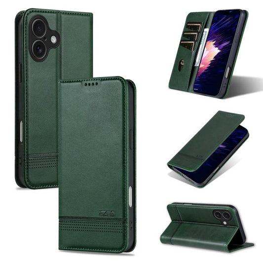 For iPhone 17 AZNS Magnetic Calf Texture Flip Leather Phone Case(Dark Green) - iPhone 17 Cases by AZNS | Online Shopping UK | buy2fix