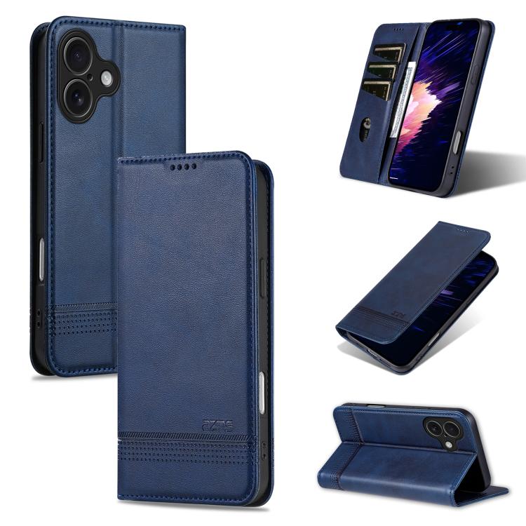 For iPhone 17 AZNS Magnetic Calf Texture Flip Leather Phone Case(Dark Blue) - iPhone 17 Cases by AZNS | Online Shopping UK | buy2fix