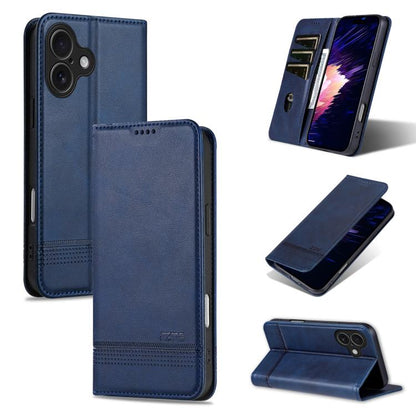 For iPhone 17 AZNS Magnetic Calf Texture Flip Leather Phone Case(Dark Blue) - iPhone 17 Cases by AZNS | Online Shopping UK | buy2fix