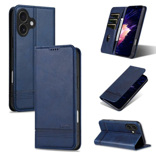 For iPhone 17 AZNS Magnetic Calf Texture Flip Leather Phone Case(Dark Blue) - iPhone 17 Cases by AZNS | Online Shopping UK | buy2fix