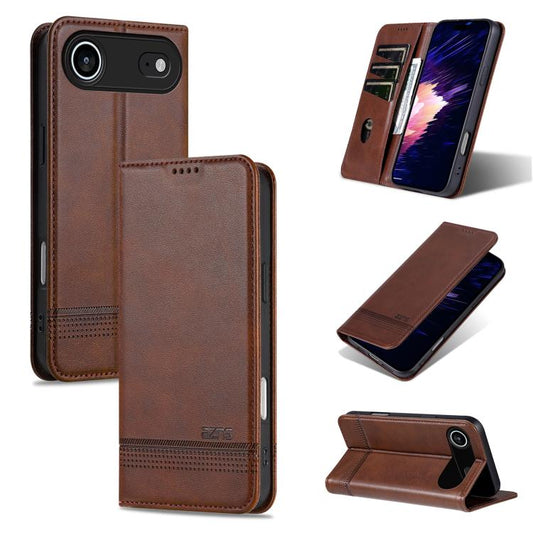 For iPhone 17 Air AZNS Magnetic Calf Texture Flip Leather Phone Case(Dark Brown) - iPhone 17 Air Cases by AZNS | Online Shopping UK | buy2fix