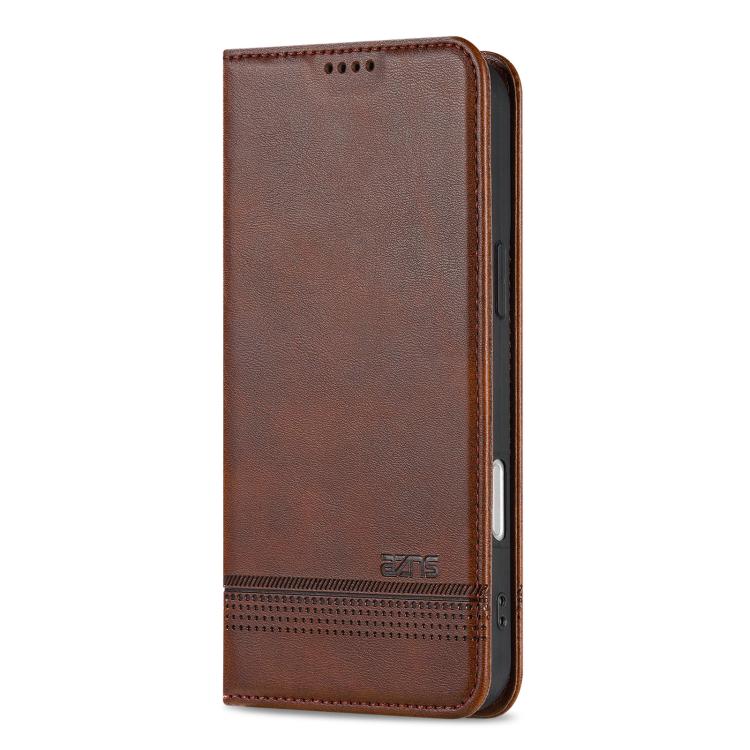 For iPhone 17 Air AZNS Magnetic Calf Texture Flip Leather Phone Case(Dark Brown) - iPhone 17 Air Cases by AZNS | Online Shopping UK | buy2fix