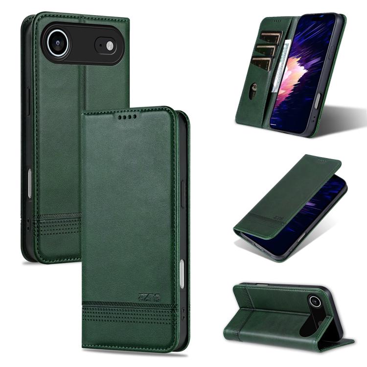For iPhone 17 Air AZNS Magnetic Calf Texture Flip Leather Phone Case(Dark Green) - iPhone 17 Air Cases by AZNS | Online Shopping UK | buy2fix