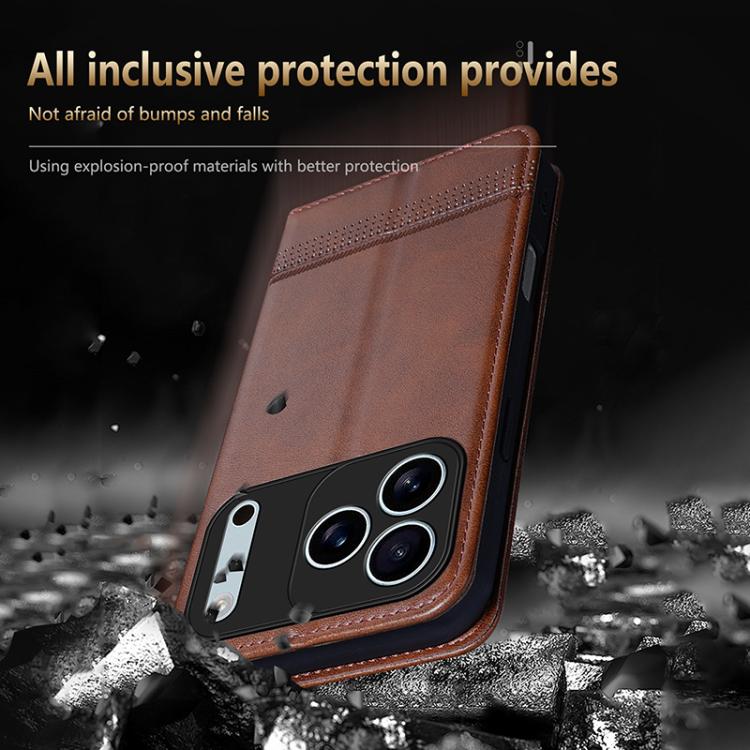 For iPhone 17 Pro AZNS Magnetic Calf Texture Flip Leather Phone Case(Dark Brown) - iPhone 17 Pro Cases by AZNS | Online Shopping UK | buy2fix
