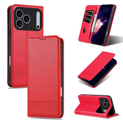 For iPhone 17 Pro AZNS Magnetic Calf Texture Flip Leather Phone Case(Red) - iPhone 17 Pro Cases by AZNS | Online Shopping UK | buy2fix