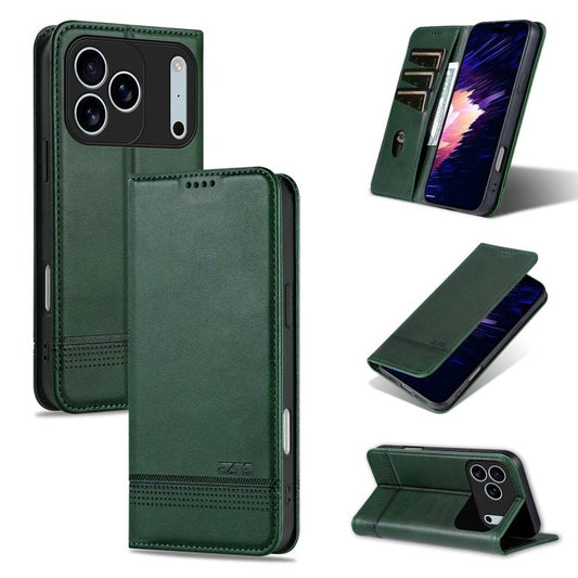 For iPhone 17 Pro AZNS Magnetic Calf Texture Flip Leather Phone Case(Dark Green) - iPhone 17 Pro Cases by AZNS | Online Shopping UK | buy2fix