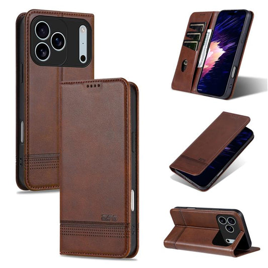 For iPhone 17 Pro Max AZNS Magnetic Calf Texture Flip Leather Phone Case(Dark Brown) - iPhone 17 Pro Max Cases by AZNS | Online Shopping UK | buy2fix