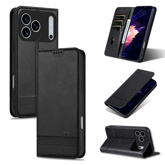 For iPhone 17 Pro Max AZNS Magnetic Calf Texture Flip Leather Phone Case(Black)