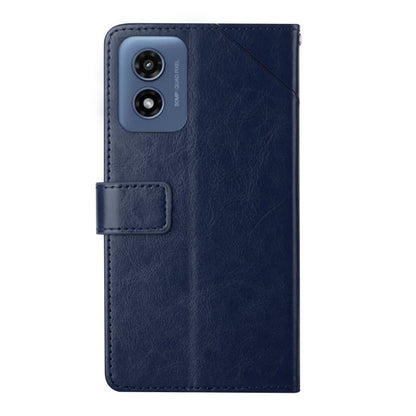 For Motorola Moto G Play 4G 2024 HT01 Y-shaped Pattern Flip Leather Phone Case(Blue) - Motorola Cases by buy2fix | Online Shopping UK | buy2fix