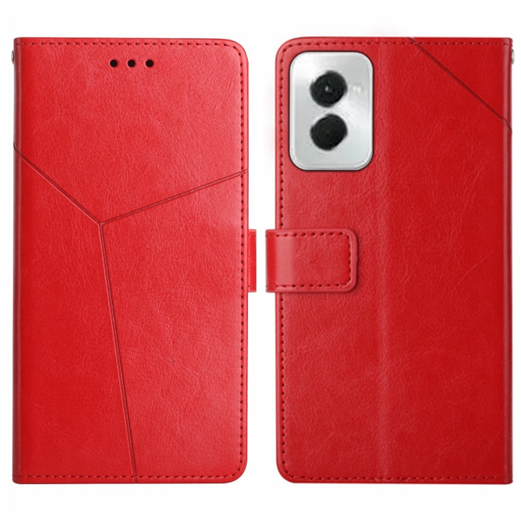 For Motorola Moto G Power 5G 2024 HT01 Y-shaped Pattern Flip Leather Phone Case(Red) - Motorola Cases by buy2fix | Online Shopping UK | buy2fix