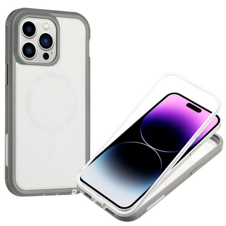 For iPhone 15 Defender Series XT MagSafe Magnetic PC + TPU Shockproof Phone Case(White+Grey) - iPhone 15 Cases by buy2fix | Online Shopping UK | buy2fix