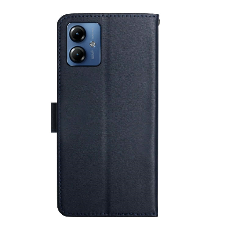 For Motorola Moto G14 Genuine Leather Fingerprint-proof Horizontal Flip Phone Case(Blue) - Motorola Cases by buy2fix | Online Shopping UK | buy2fix