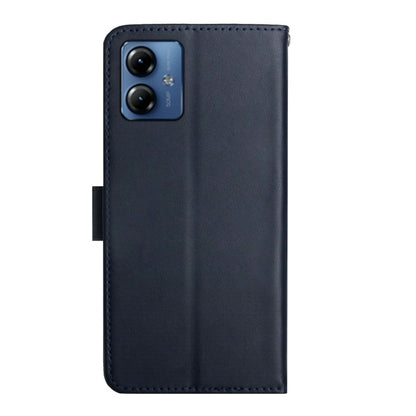 For Motorola Moto G14 Genuine Leather Fingerprint-proof Horizontal Flip Phone Case(Blue) - Motorola Cases by buy2fix | Online Shopping UK | buy2fix