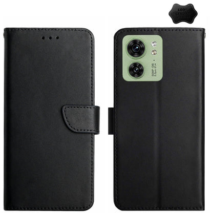 For Motorola Edge 40 Genuine Leather Fingerprint-proof Horizontal Flip Phone Case(Black) - Motorola Cases by buy2fix | Online Shopping UK | buy2fix