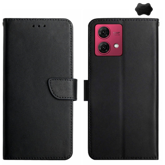 For Motorola Moto G84 Genuine Leather Fingerprint-proof Horizontal Flip Phone Case(Black) - Motorola Cases by buy2fix | Online Shopping UK | buy2fix