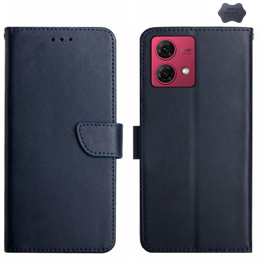For Motorola Edge 40 Neo Genuine Leather Fingerprint-proof Horizontal Flip Phone Case(Blue) - Motorola Cases by buy2fix | Online Shopping UK | buy2fix