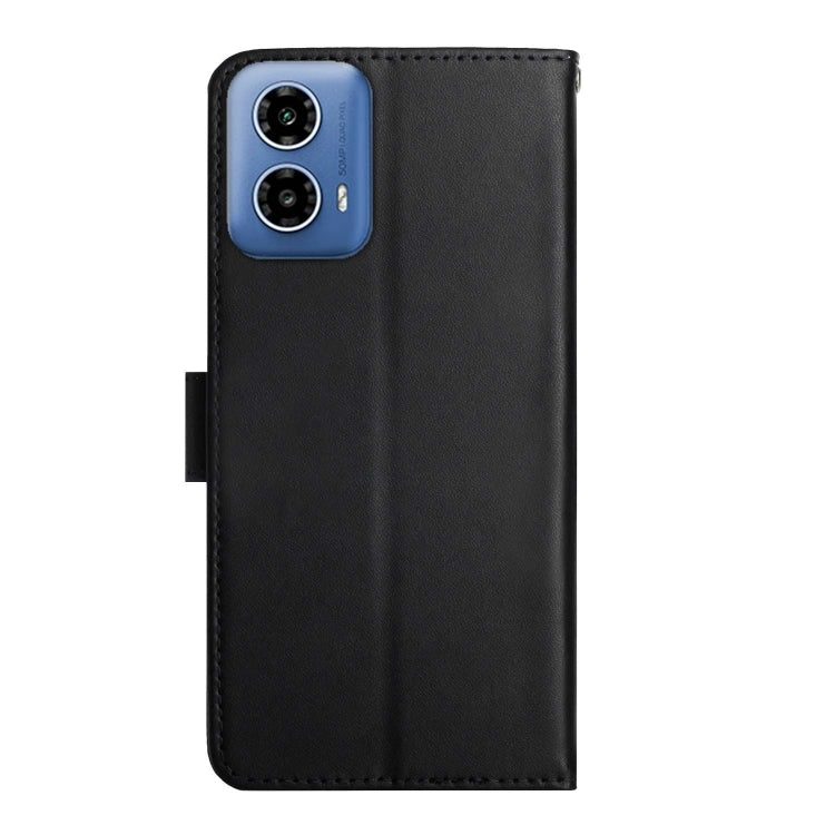 For Motorola Moto G34 5G Genuine Leather Fingerprint-proof Horizontal Flip Phone Case(Black) - Motorola Cases by buy2fix | Online Shopping UK | buy2fix