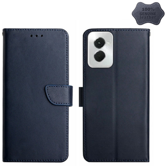 For Motorola Moto G Power 5G 2024 Genuine Leather Fingerprint-proof Horizontal Flip Phone Case(Blue) - Motorola Cases by buy2fix | Online Shopping UK | buy2fix