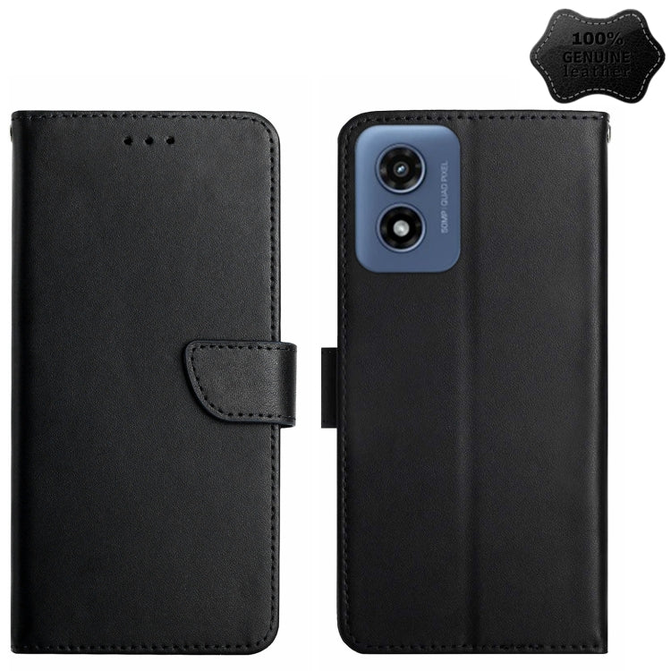 For Motorola Moto G Play 5G 2024 Genuine Leather Fingerprint-proof Horizontal Flip Phone Case(Black) - Motorola Cases by buy2fix | Online Shopping UK | buy2fix