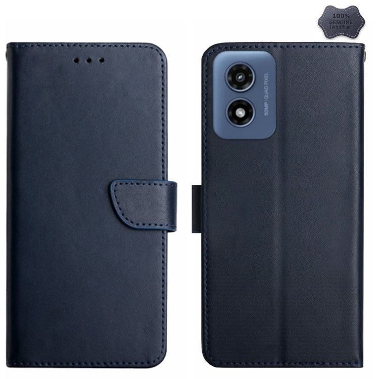 For Motorola Moto E14 Genuine Leather Fingerprint-proof Horizontal Flip Phone Case(Blue) - Motorola Cases by buy2fix | Online Shopping UK | buy2fix