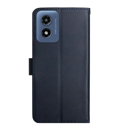 For Motorola Moto E14 Genuine Leather Fingerprint-proof Horizontal Flip Phone Case(Blue) - Motorola Cases by buy2fix | Online Shopping UK | buy2fix