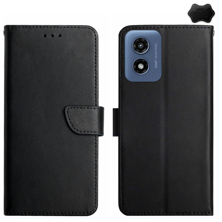 For Motorola Moto E14 Genuine Leather Fingerprint-proof Horizontal Flip Phone Case(Black) - Motorola Cases by buy2fix | Online Shopping UK | buy2fix