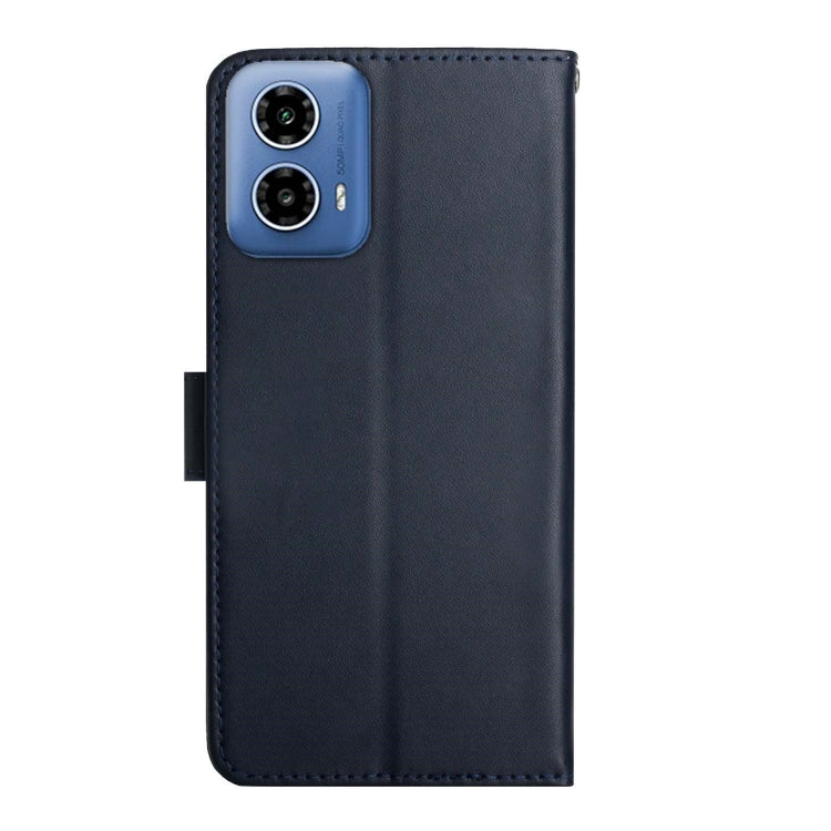For Motorola Moto G35 5G Genuine Leather Fingerprint-proof Horizontal Flip Phone Case(Blue) - Motorola Cases by buy2fix | Online Shopping UK | buy2fix