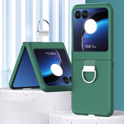 For Motorola Razr 40 Ultra Skin Feel PC Foldable Phone Case with Ring(Dark Green) by buy2fix