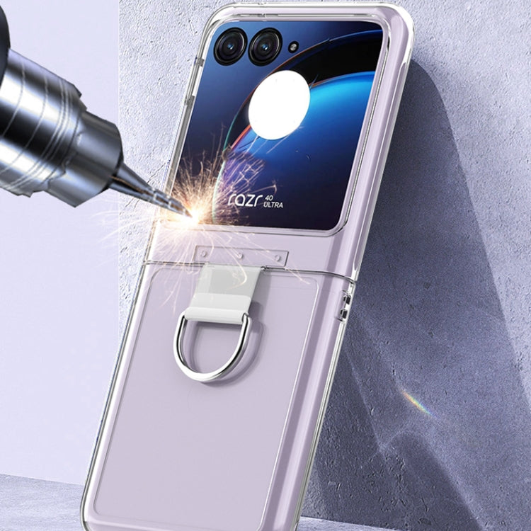 For Motorola Razr 40 Ultra Skin Feel PC Foldable Phone Case with Ring(Transparent) by buy2fix