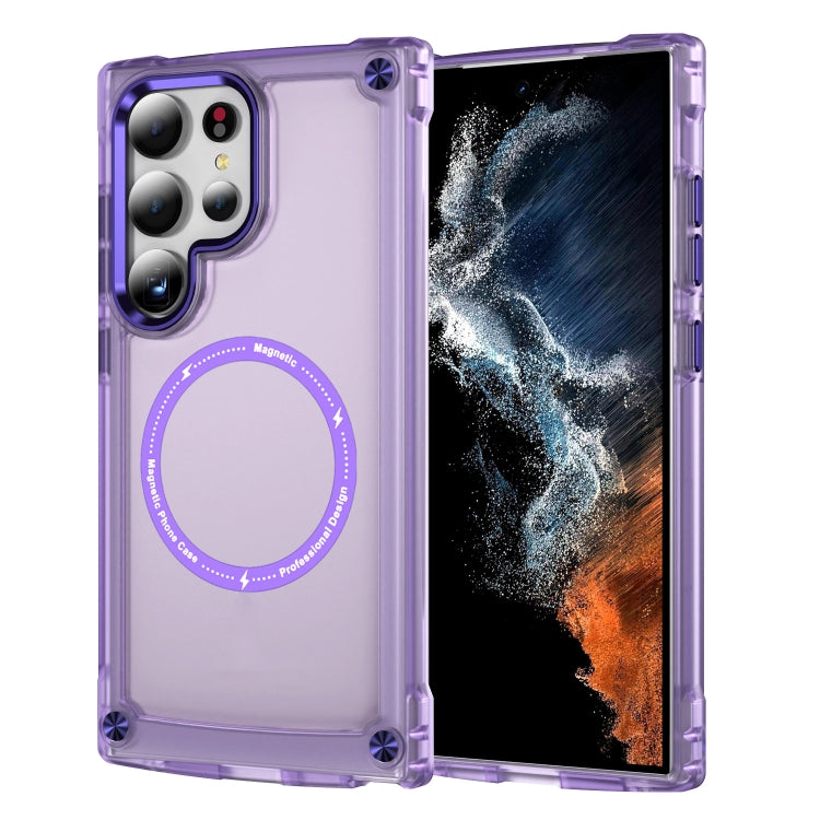 For Samsung Galaxy S25 Ultra 5G Skin Feel TPU + PC MagSafe Magnetic Phone Case(Transparent Purple) by buy2fix