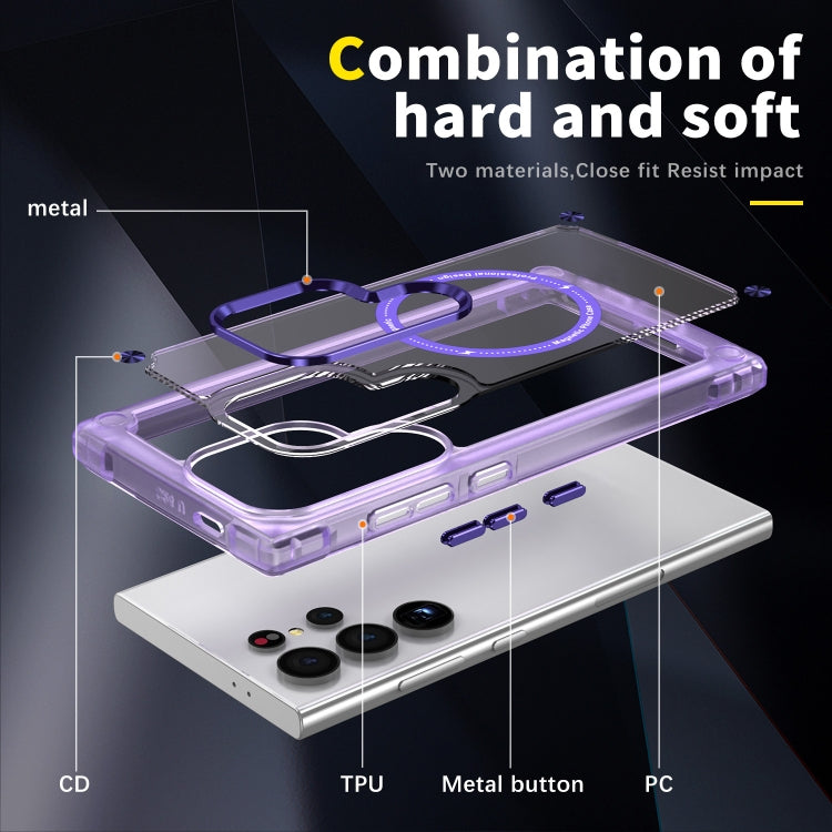 For Samsung Galaxy S25 Ultra 5G Skin Feel TPU + PC MagSafe Magnetic Phone Case(Transparent Purple) by buy2fix