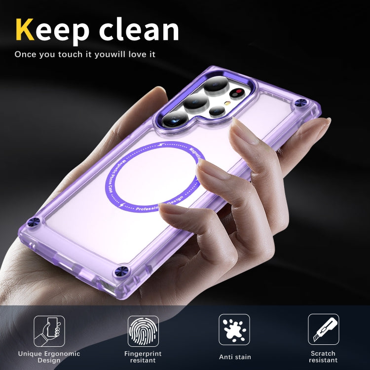 For Samsung Galaxy S25 Ultra 5G Skin Feel TPU + PC MagSafe Magnetic Phone Case(Transparent Purple) by buy2fix