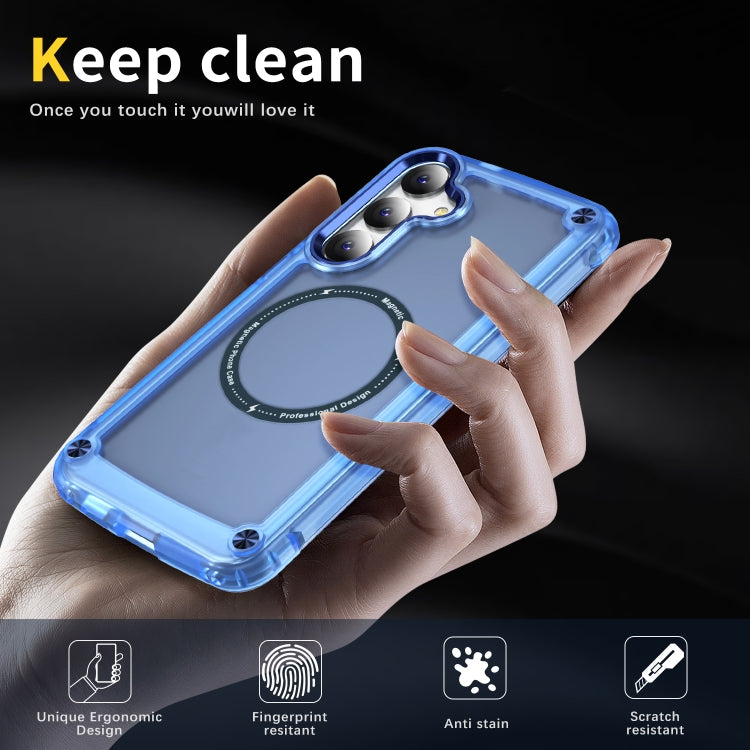For Samsung Galaxy S25+ 5G Skin Feel TPU + PC MagSafe Magnetic Phone Case(Transparent Blue) by buy2fix