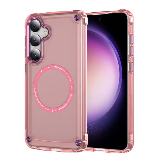 For Samsung Galaxy S25 5G Skin Feel TPU + PC MagSafe Magnetic Phone Case(Transparent Pink) by buy2fix