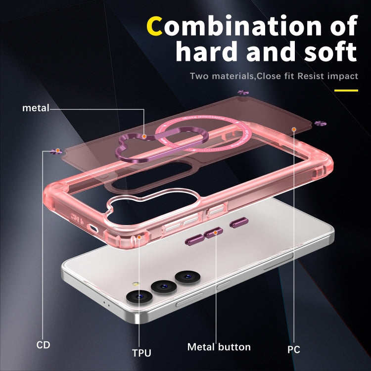 For Samsung Galaxy S25 5G Skin Feel TPU + PC MagSafe Magnetic Phone Case(Transparent Pink) by buy2fix