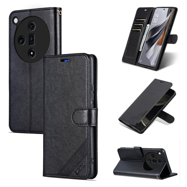 For OPPO Find X7 AZNS Sheepskin Texture Flip Leather Phone Case(Black) - Find X7 Cases by AZNS | Online Shopping UK | buy2fix