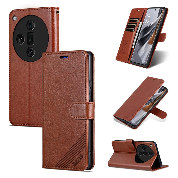 For OPPO Find X7 Ultra AZNS Sheepskin Texture Flip Leather Phone Case(Brown) - Find X7 Ultra Cases by AZNS | Online Shopping UK | buy2fix