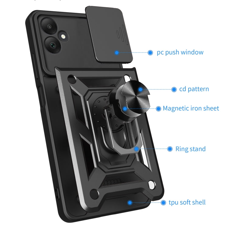 For Samsung Galaxy A05 Sliding Camera Cover Design TPU+PC Phone Case(Black) - Galaxy Phone Cases by buy2fix | Online Shopping UK | buy2fix