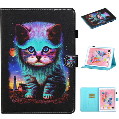 For iPad Air Colored Drawing Stitching Horizontal Flip Leather Case with Holder & Card Slots & Sleep / Wake-up Function & Anti-skid strip(Night Cat) - More iPad Cases by buy2fix | Online Shopping UK | buy2fix