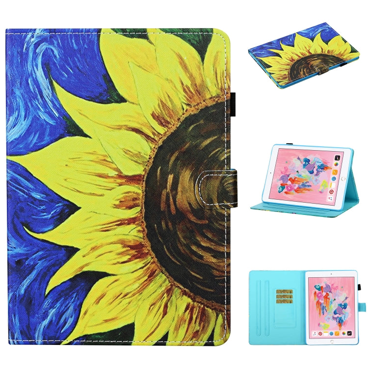 For iPad 9.7 (2018) Colored Drawing Stitching Horizontal Flip Leather Case with Holder & Card Slots & Sleep / Wake-up Function & Anti-skid strip(Sunflower) - iPad 9.7 (2018) & (2017) Cases by buy2fix | Online Shopping UK | buy2fix