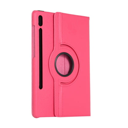 For Samsung Galaxy Tab S9 360 Degrees Rotation Holder Litchi Texture Leather Tablet Case(Rose Red) - Galaxy Tab S9 Cases by buy2fix | Online Shopping UK | buy2fix