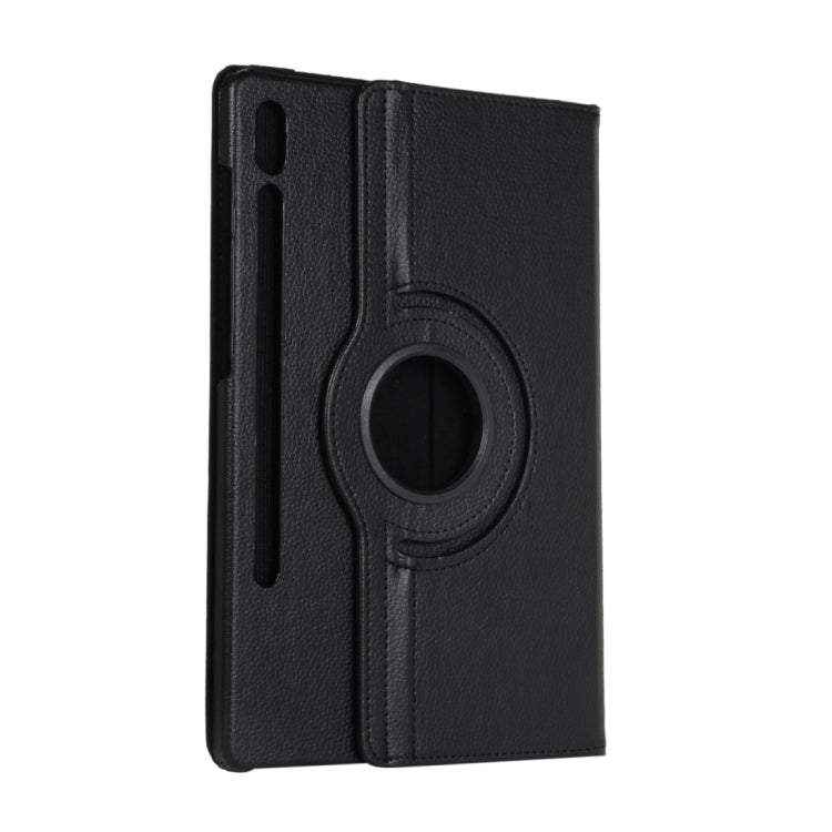 For Samsung Galaxy Tab S9+ 360 Degrees Rotation Holder Litchi Texture Leather Tablet Case(Black) - Galaxy Tab S9+ Cases by buy2fix | Online Shopping UK | buy2fix