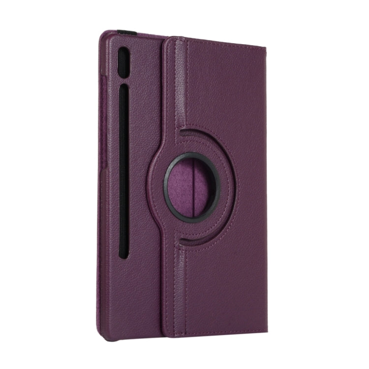 For Samsung Galaxy Tab S9+ 360 Degrees Rotation Holder Litchi Texture Leather Tablet Case(Purple) - Galaxy Tab S9+ Cases by buy2fix | Online Shopping UK | buy2fix