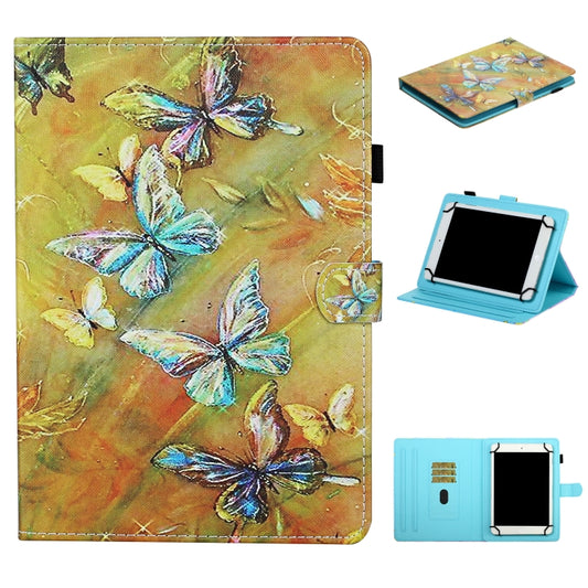 For 7 inch Universal Tablet Colored Drawing Stitching Horizontal Flip Leather Case with Holder & Card Slots & Anti-skid strip(Butterfly) - 7 inch by buy2fix | Online Shopping UK | buy2fix