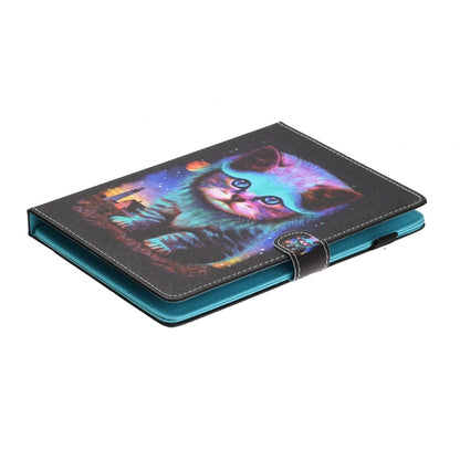 For 7 inch Universal Tablet Colored Drawing Stitching Horizontal Flip Leather Case with Holder & Card Slots & Anti-skid strip(Night Cat) - 7 inch by buy2fix | Online Shopping UK | buy2fix
