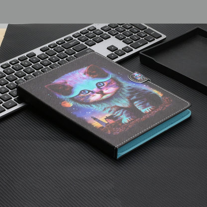 For 7 inch Universal Tablet Colored Drawing Stitching Horizontal Flip Leather Case with Holder & Card Slots & Anti-skid strip(Night Cat) - 7 inch by buy2fix | Online Shopping UK | buy2fix