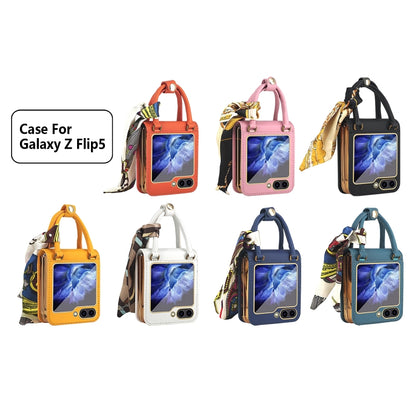 For Samsung Galaxy Z Flip5 Handbag Design Leather + PC Phone Case(Black) - Galaxy Z Flip5 Cases by buy2fix | Online Shopping UK | buy2fix