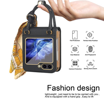 For Samsung Galaxy Z Flip5 Handbag Design Leather + PC Phone Case(Black) - Galaxy Z Flip5 Cases by buy2fix | Online Shopping UK | buy2fix